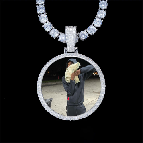 925S & VVS Moissanite 3D Circle Custom Picture Pendant