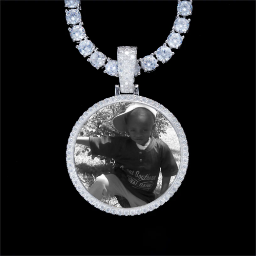 925S & VVS Moissanite 3D Circle Custom Picture Pendant