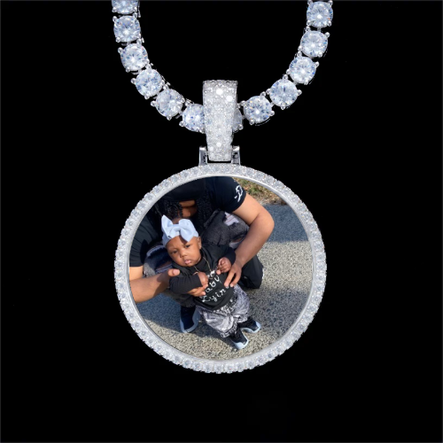925S & VVS Moissanite 3D Circle Custom Picture Pendant