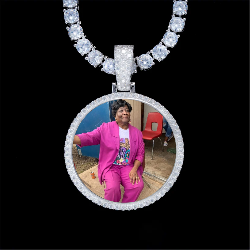 925S & VVS Moissanite 3D Circle Custom Picture Pendant