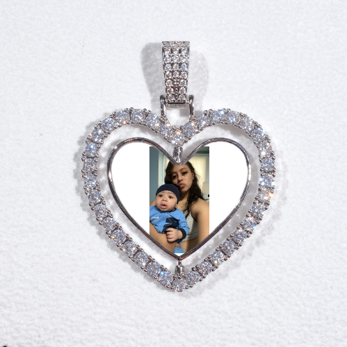 3D Spinning 2-Faced Heart Custom Picture Pendant