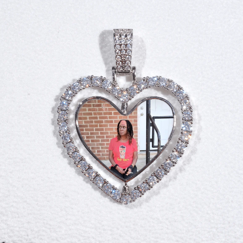 3D Spinning 2-Faced Heart Custom Picture Pendant