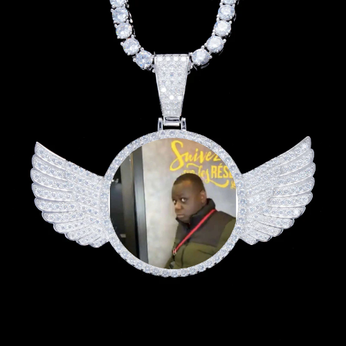 925S & VVS Moissanite 3D Wing Custom Picture Pendant