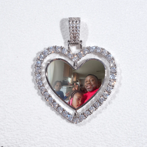3D Spinning 2-Faced Heart Custom Picture Pendant