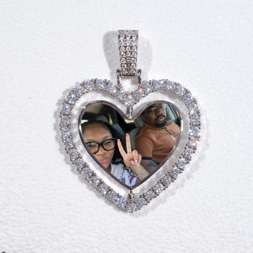 3D Spinning 2-Faced Heart Custom Picture Pendant
