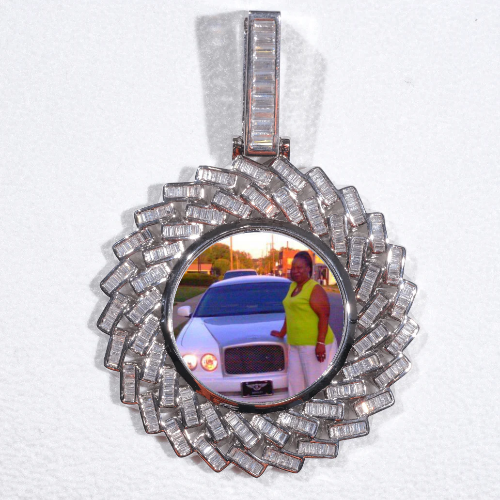 Large 3D Baguette Custom Picture Pendant