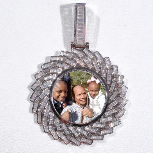 Large 3D Baguette Custom Picture Pendant