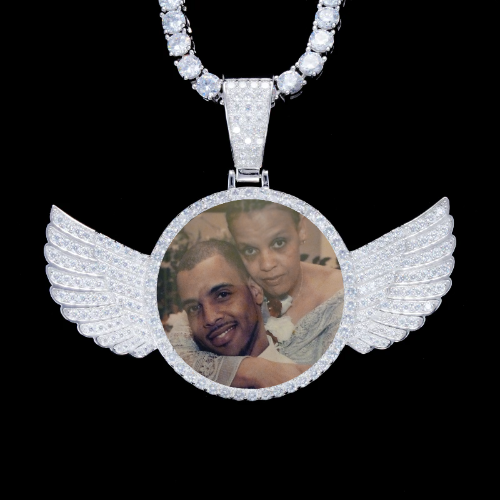 925S & VVS Moissanite 3D Wing Custom Picture Pendant