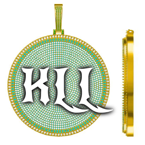 CUSTOM LETTER NECKLACE 3D BIG DISC