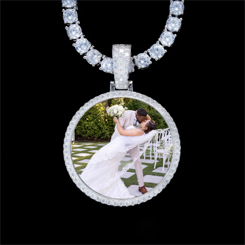 925S & VVS Moissanite 3D Circle Custom Picture Pendant