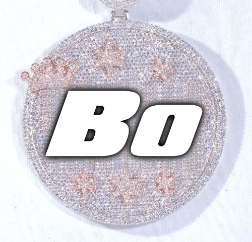 CUSTOM LETTER NECKLACE 3D BIG CROWN DISC