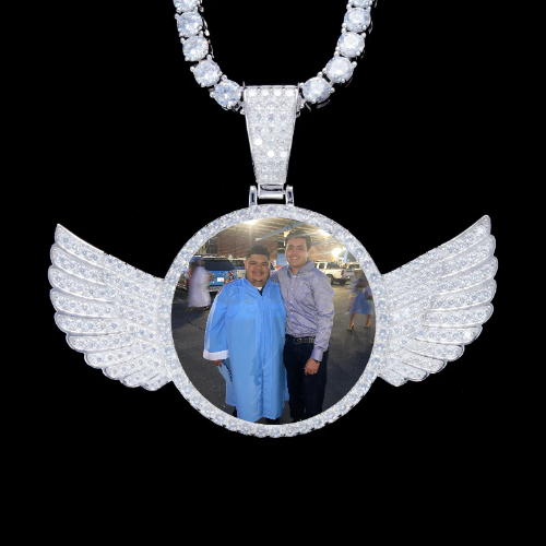 925S & VVS Moissanite 3D Wing Custom Picture Pendant