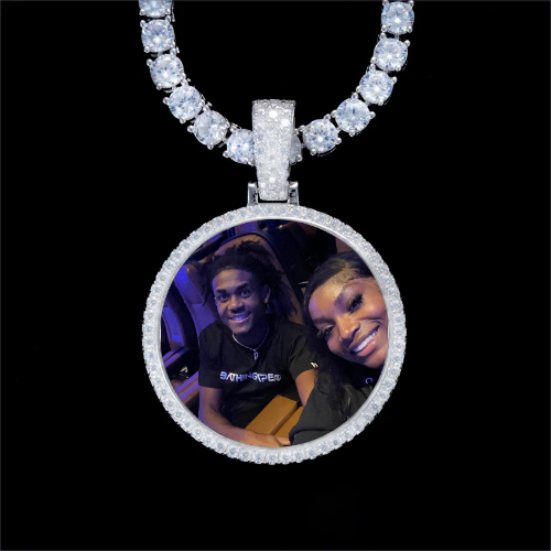 925S & VVS Moissanite 3D Circle Custom Picture Pendant