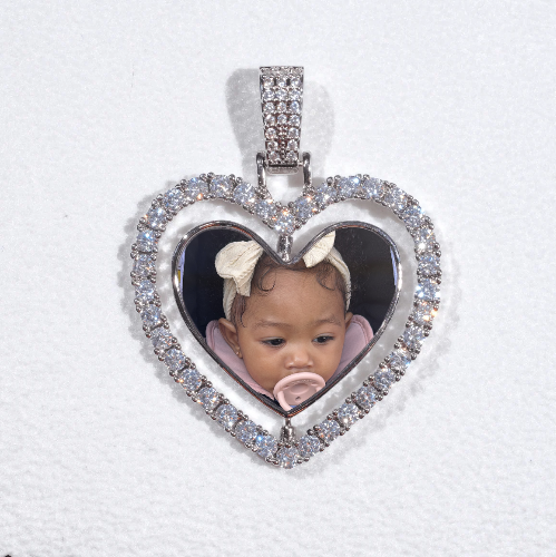 3D Spinning 2-Faced Heart Custom Picture Pendant