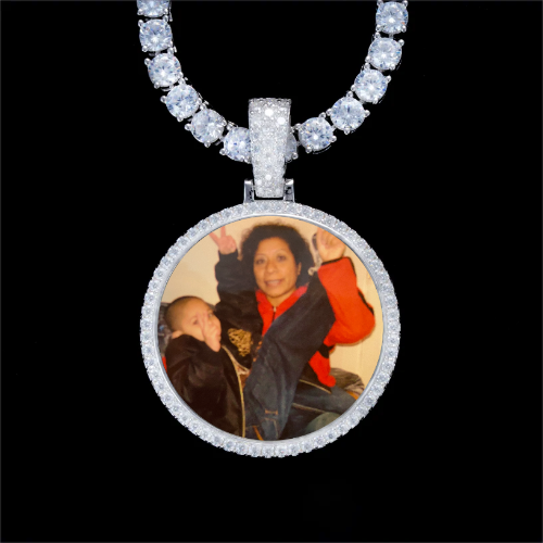 925S & VVS Moissanite 3D Circle Custom Picture Pendant