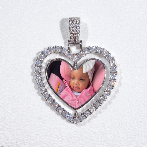 3D Spinning 2-Faced Heart Custom Picture Pendant