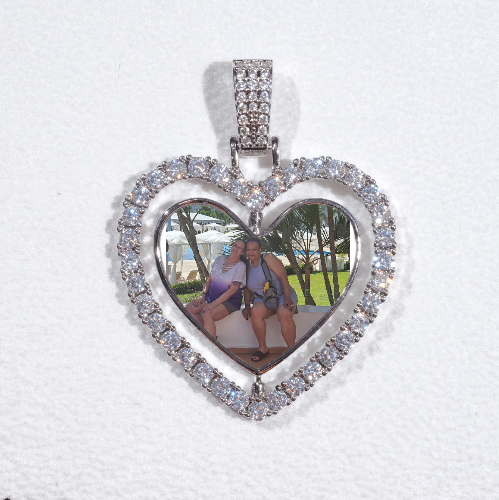 3D Spinning 2-Faced Heart Custom Picture Pendant