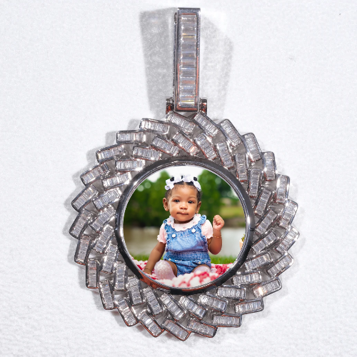 Large 3D Baguette Custom Picture Pendant