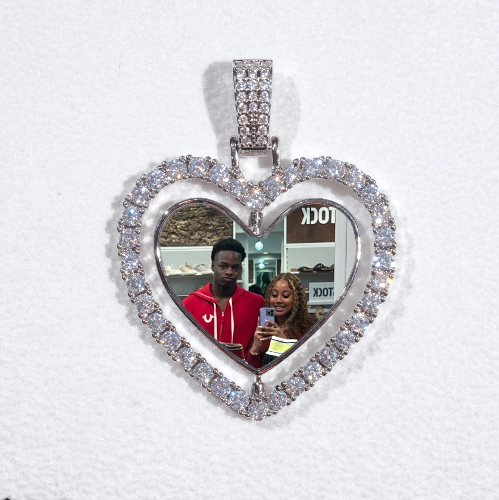 3D Spinning 2-Faced Heart Custom Picture Pendant