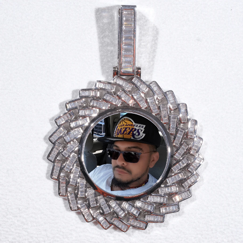 Large 3D Baguette Custom Picture Pendant