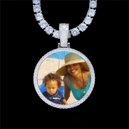 925S & VVS Moissanite 3D Circle Custom Picture Pendant