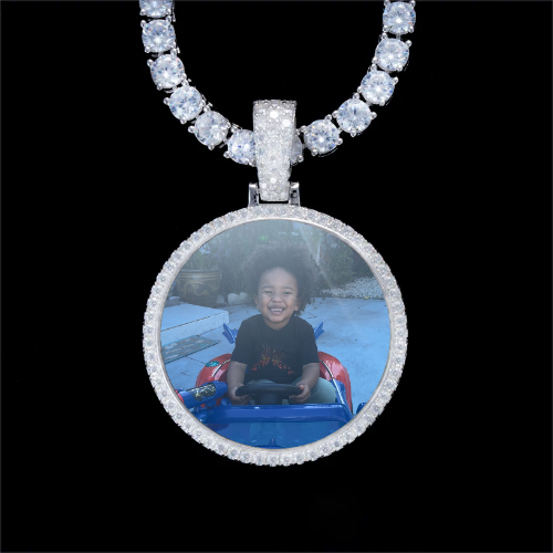 925S & VVS Moissanite 3D Circle Custom Picture Pendant