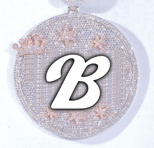CUSTOM LETTER NECKLACE 3D BIG CROWN DISC