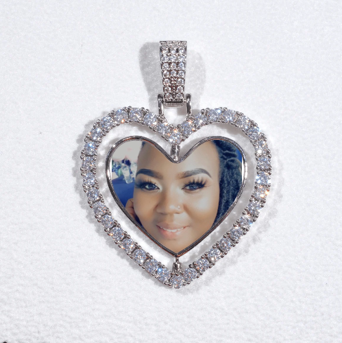 3D Spinning 2-Faced Heart Custom Picture Pendant