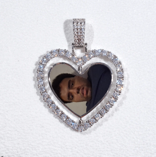 3D Spinning 2-Faced Heart Custom Picture Pendant