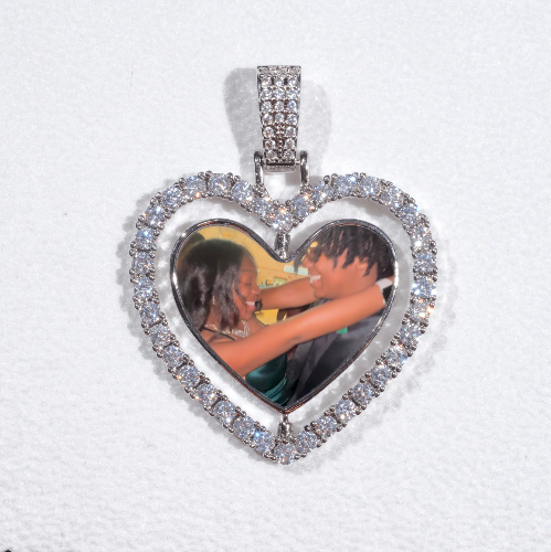 3D Spinning 2-Faced Heart Custom Picture Pendant