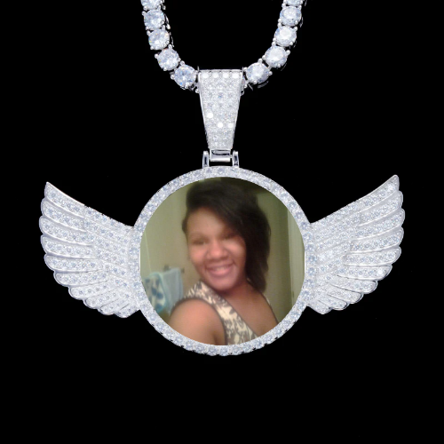 925S & VVS Moissanite 3D Wing Custom Picture Pendant