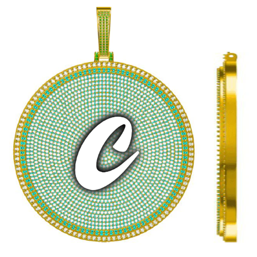 CUSTOM LETTER NECKLACE 3D BIG DISC
