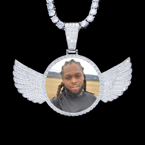 925S & VVS Moissanite 3D Wing Custom Picture Pendant