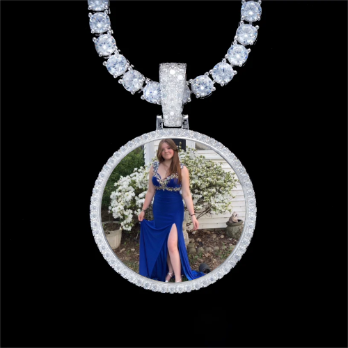 925S & VVS Moissanite 3D Circle Custom Picture Pendant