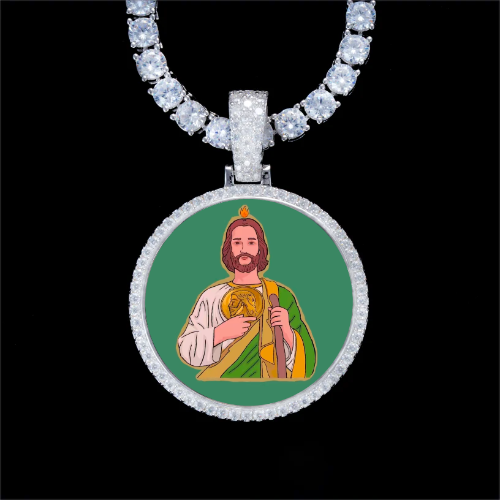 925S & VVS Moissanite 3D Circle Custom Picture Pendant