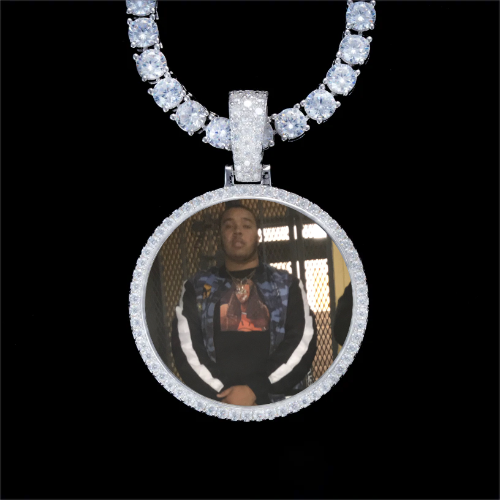 925S & VVS Moissanite 3D Circle Custom Picture Pendant