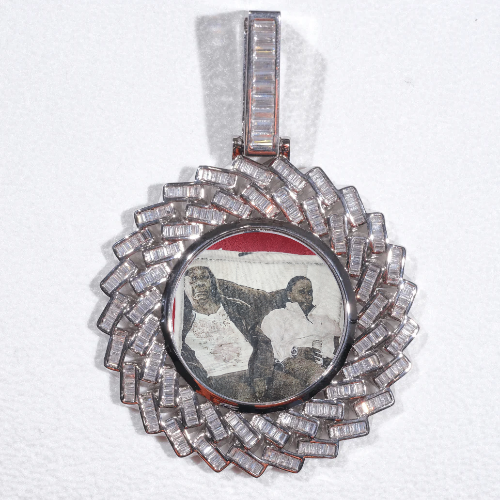 Large 3D Baguette Custom Picture Pendant