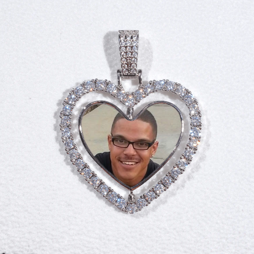 3D Spinning 2-Faced Heart Custom Picture Pendant