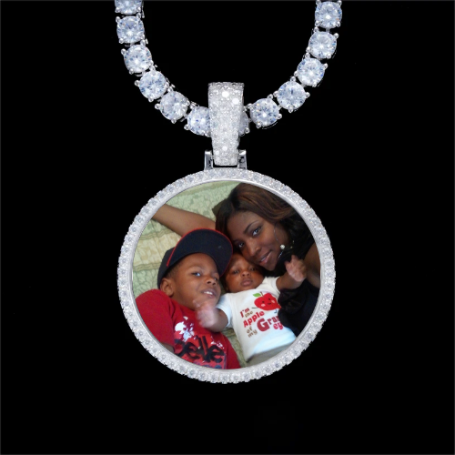 925S & VVS Moissanite 3D Circle Custom Picture Pendant