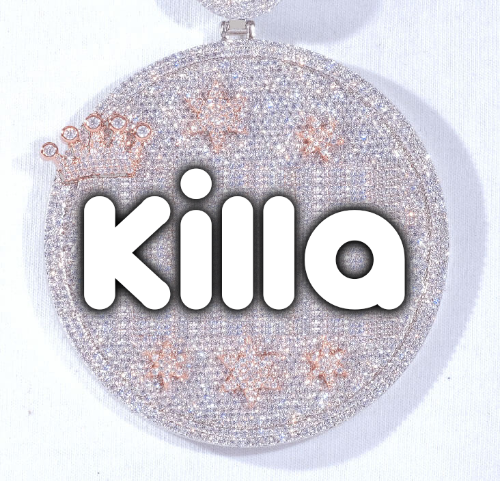 CUSTOM LETTER NECKLACE 3D BIG CROWN DISC