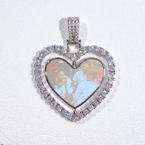 3D Spinning 2-Faced Heart Custom Picture Pendant