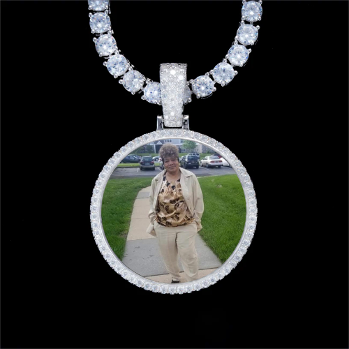 925S & VVS Moissanite 3D Circle Custom Picture Pendant