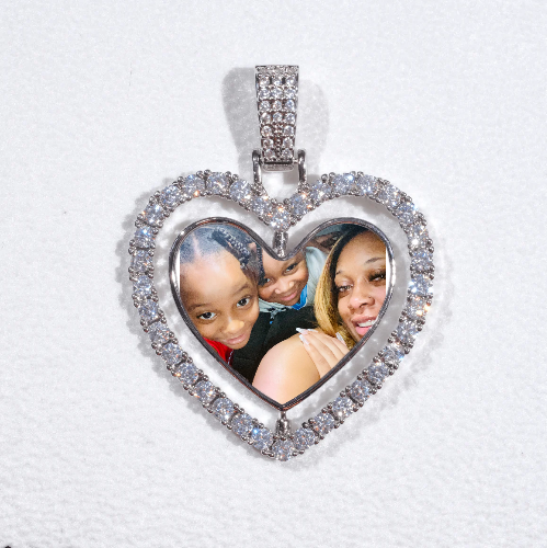 3D Spinning 2-Faced Heart Custom Picture Pendant