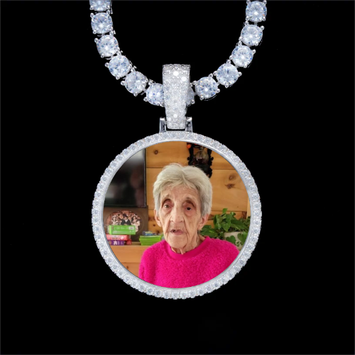 925S & VVS Moissanite 3D Circle Custom Picture Pendant