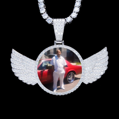 925S & VVS Moissanite 3D Wing Custom Picture Pendant
