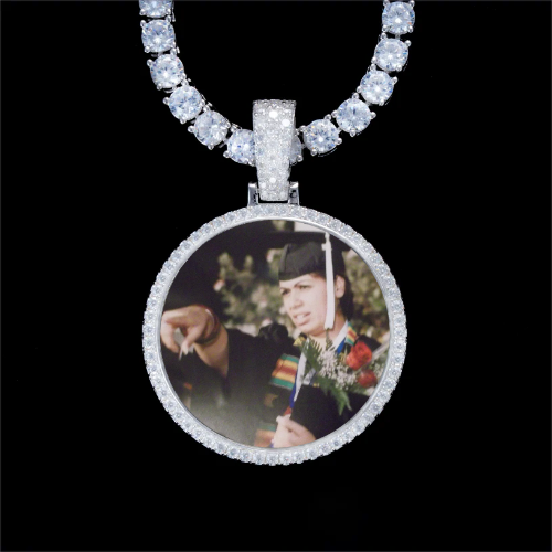 925S & VVS Moissanite 3D Circle Custom Picture Pendant