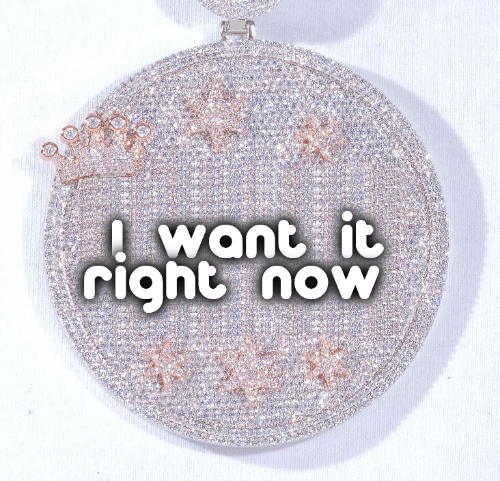 CUSTOM LETTER NECKLACE 3D BIG CROWN DISC