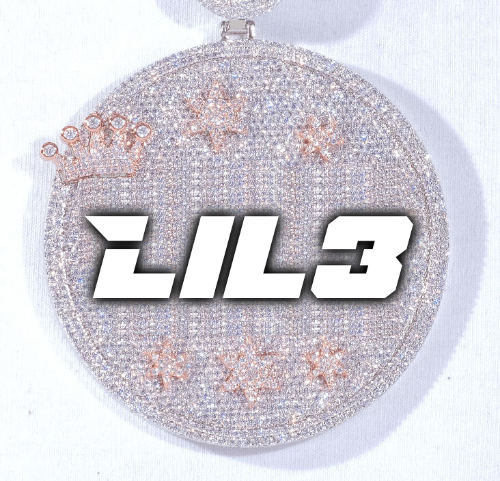 CUSTOM LETTER NECKLACE 3D BIG CROWN DISC