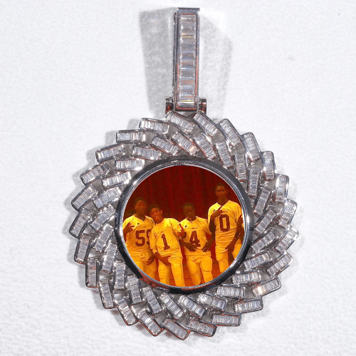 Large 3D Baguette Custom Picture Pendant