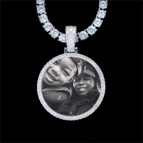 925S & VVS Moissanite 3D Circle Custom Picture Pendant